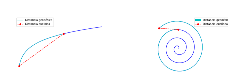 Euclidean vs geodesic distance